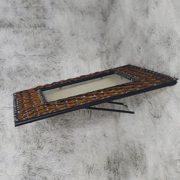 Vintage Metal Picture Frame Boho 70’s Style Orange🧡Stones Beaded Glass - Picture 8 of 11